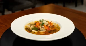 Zupa jarzynowa podana w głębokim talerzu